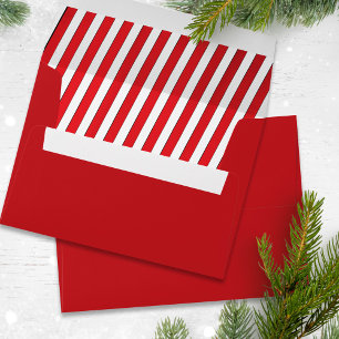 Enveloppe Simple Rouge Blanc Whimsical Cute Minimalist Strip