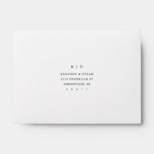 Enveloppe Simple RSVP de mariage élégant noir et blanc