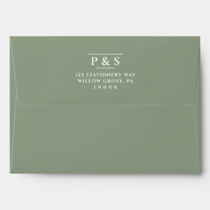 Enveloppe Simple Sage Green Classic Chic Monogram Mariage