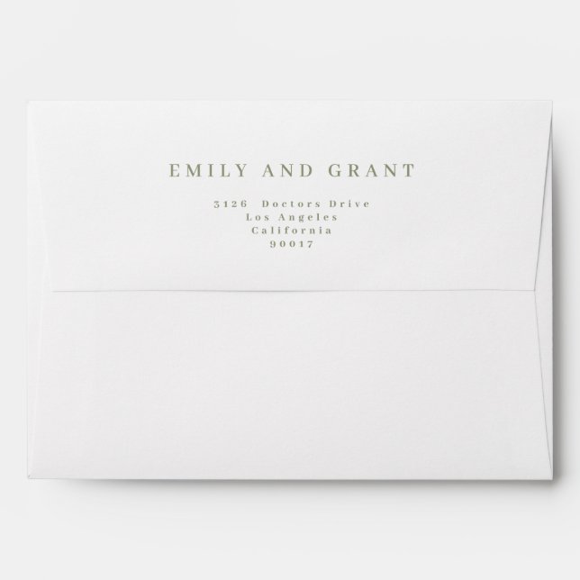 Enveloppe Simple Sage Green Texte et blanc Invitation modern (Dos (Haut rabat))