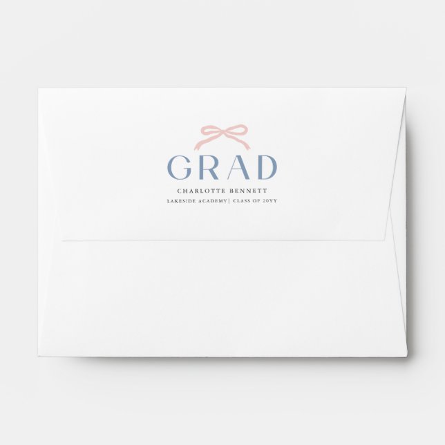 Enveloppe Simple Script Classique Ruban Rose Grad Diplômé (Dos (Haut rabat))
