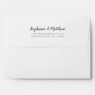 Enveloppe Simple violet Mariage blanc moderne Adresse de ret