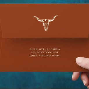 Enveloppe Simple Western Bohemian Cow Mariage crâne