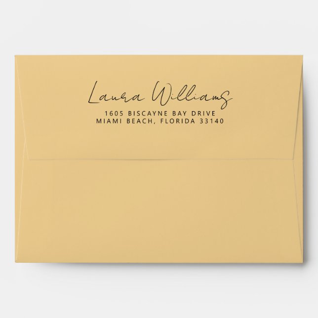 Enveloppe Simple Yellow Cabana Stripes Return Address (Dos (Haut rabat))