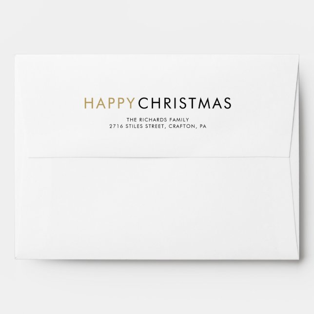 Enveloppe Simples et élégants flocons de neige d'hiver Joyeu (Dos (Haut rabat))