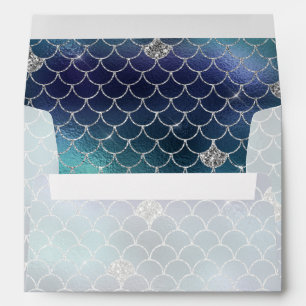 Enveloppe Sirène bleu Silver Aqua