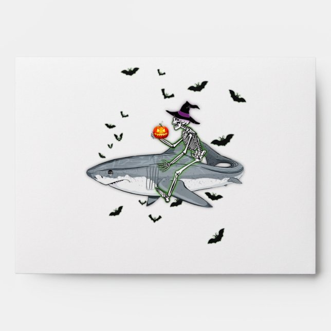 Enveloppe Skeleton équitation requin - Drôle cadeau Hallowee (Devant)