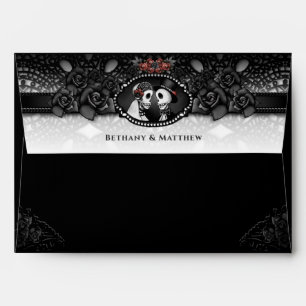 Enveloppe SKELETONS Lace Noir & Blanc Mariage d'adresse blan