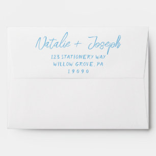 Enveloppe Sky Blue manuscrit tendance Unique Mariage moderne