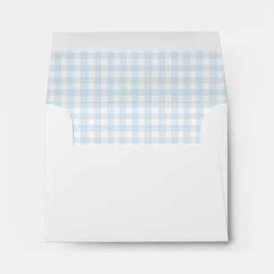 Enveloppe Sky Blue & White En vichy Adresse de retour