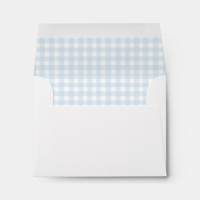 Enveloppe Sky Blue & White En vichy Adresse de retour (Dos (Bas))