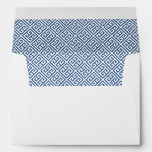 Enveloppe Smart Navy White Greek Key Linked Adresse de retou