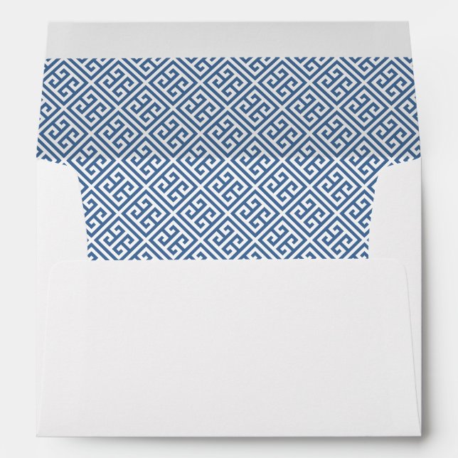 Enveloppe Smart Navy White Greek Key Linked Adresse de retou (Dos (Bas))