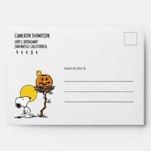 Enveloppe Snoopy & Bois Nid Avec Jack O'Lantern