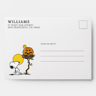 Enveloppe Snoopy & Bois Nid Avec Jack O'Lantern