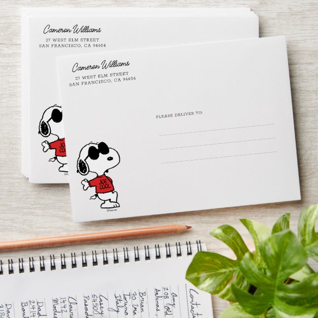 Enveloppe Snoopy "Joe Cool" debout (Stacked)