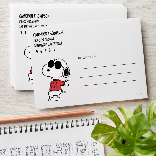 Enveloppe Snoopy "Joe Cool" debout (Stacked)