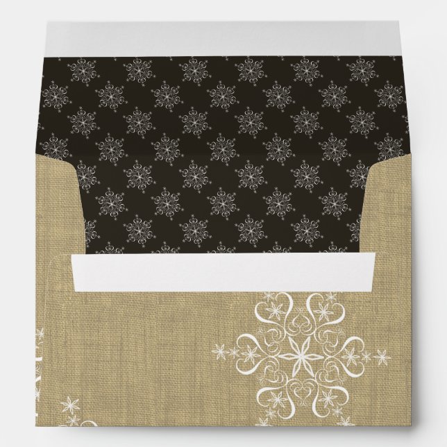 Enveloppe Snowflakes hiver rustique Brown (Dos (Bas))
