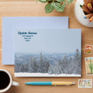 Enveloppe Snowy Mountain Forest Mariage Event Return Adresse