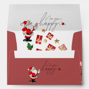 Enveloppe Sobre para navidad con los regalos en rojo