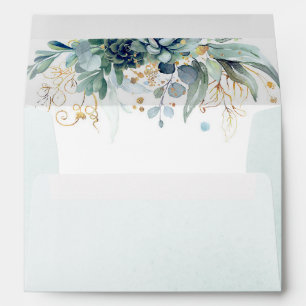 Enveloppe Soft Green Succulents et Gold Citrouille verdure