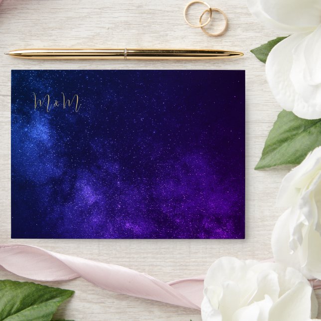 Enveloppe Soirée Ciel Plum violet Mariage Monogram (Wedding)