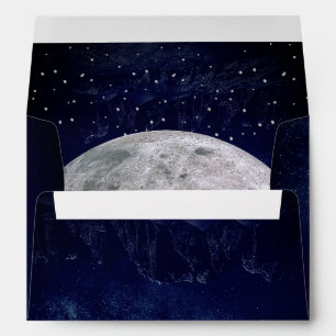 Enveloppe Soirée Sky Moon Stars Mariage bleu Monogramme