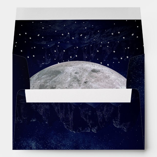 Enveloppe Soirée Sky Moon Stars Mariage bleu Monogramme (Dos (Bas))