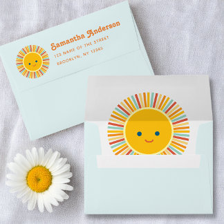 Enveloppe Soleil Voici venir le fils Garçon Baby Shower Bleu