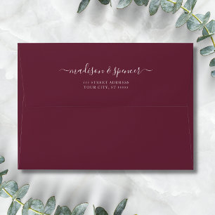 Enveloppe Solide Bourgogne Rouge Élégant Mariage moderne 5x7