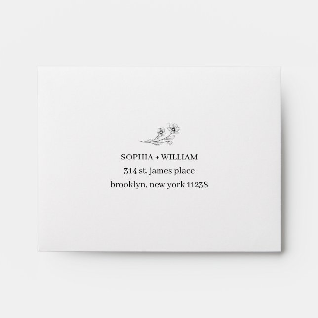 Enveloppe Sophia Elegant Mariage auto-adressé RSVP (Devant)