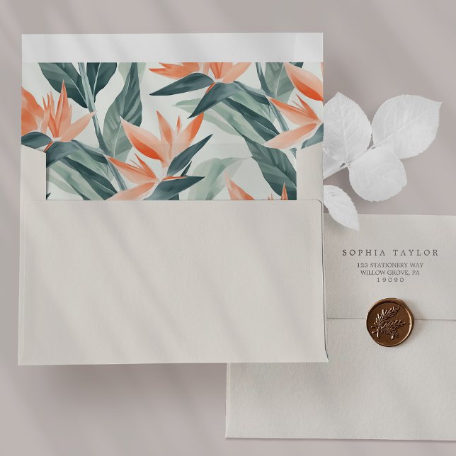 Enveloppe SOPHIA Faire-part de mariage tropicale florale (SOPHIA Floral Tropical Wedding Invitation Envelope)