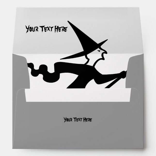 Enveloppe Sorcière éffrayante sur broomstick pour halloween (Dos (Bas))