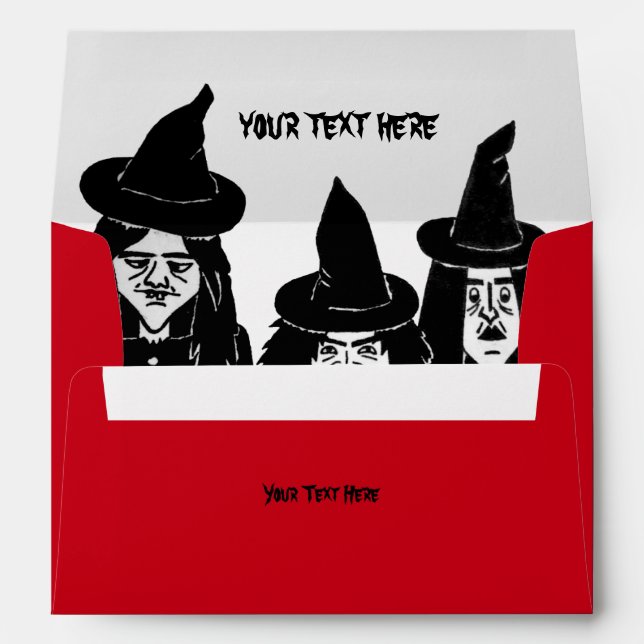 Enveloppe sorcières amusantes éffrayant effrayant halloween  (Dos (Bas))