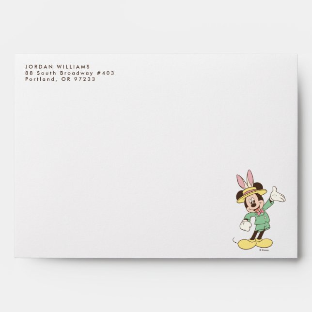 Enveloppe Souris Mickey avec oreilles lapin de Pâques (Devant)