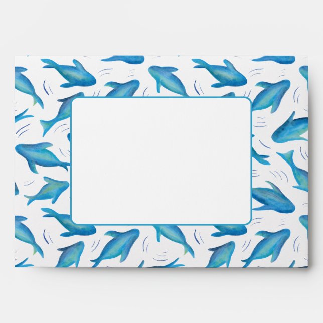Enveloppe Sous le motif de requin bleu marine (Devant)