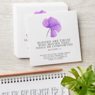 Enveloppe Souvenir funéraire cadeau de fleurs violettes