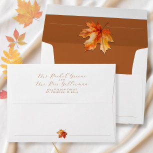 Enveloppe Soyez La Feuille Dans L'Amour Brûlé Orange Rustiqu