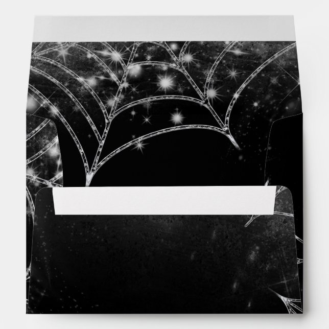 Enveloppe Sparkling Spiderwebs Halloween Party Invitation (Dos (Bas))