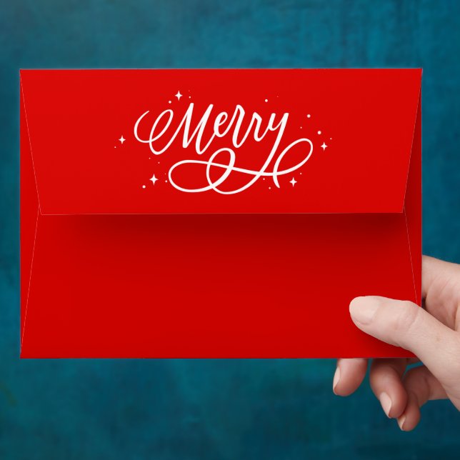 Enveloppe Sparkly Bubbly Script Merry Holiday (Hand)