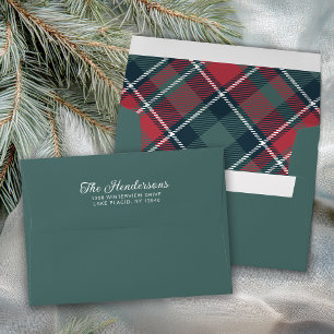 Enveloppe Spruce Green Rustic Tartan Plaid Adresse de retour