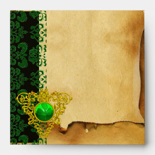 Enveloppe ST PATRICK'S CELTIC COEUR, SHAMROCK, Parchemin