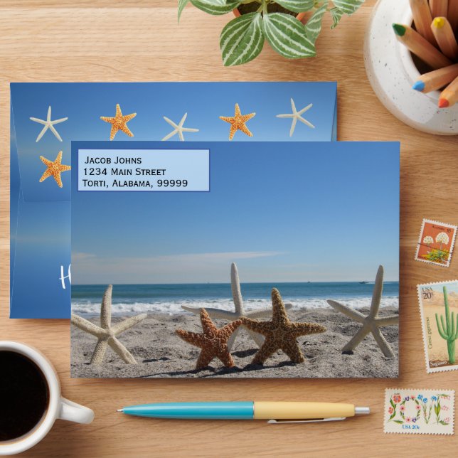 Enveloppe Starfish sur l'enveloppe de plage (Desk)
