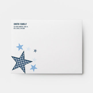 Enveloppe Starry Gingham Baby Boy Personalized Envelope