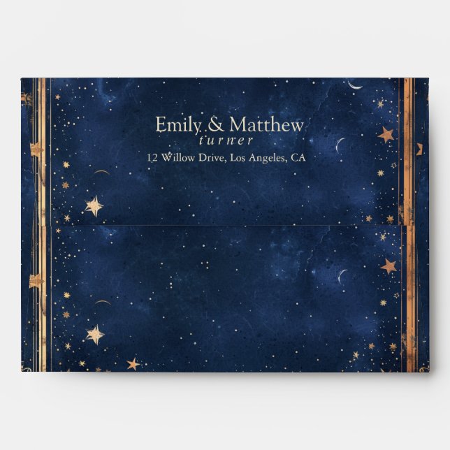 Enveloppe Starry Night Romance Mariage (Dos (Haut rabat))