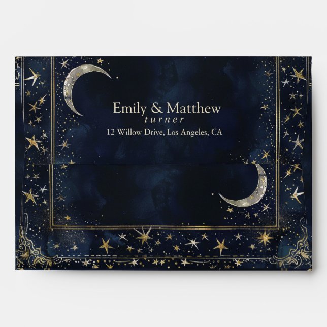 Enveloppe Starry Night Romance Mariage (Dos (Haut rabat))