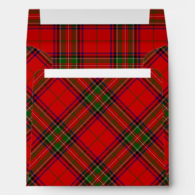 Enveloppe Stewart / Stuart tartan rouge vert plaid (Dos (Bas))