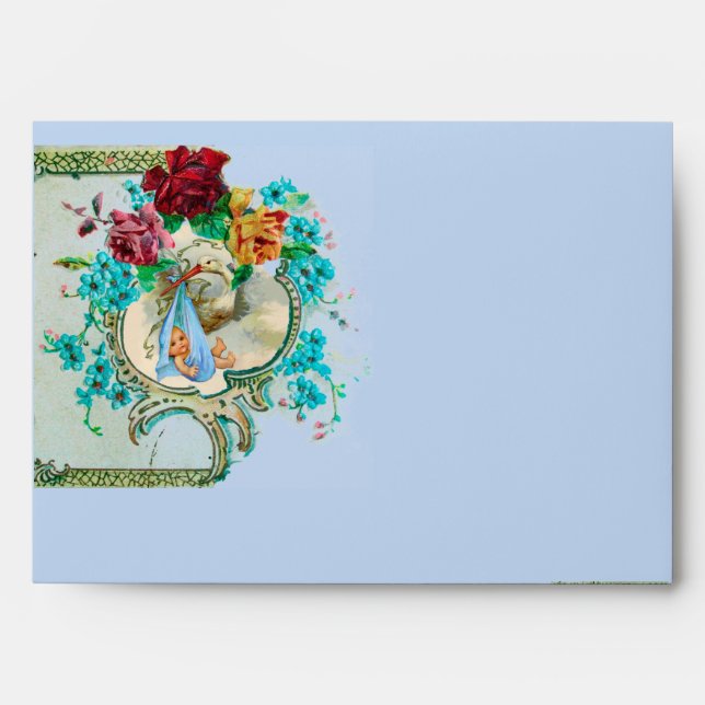 ENVELOPPE STORK BÉBÉ GARÇON DOUCHE 2 MONOGRAM (Devant)