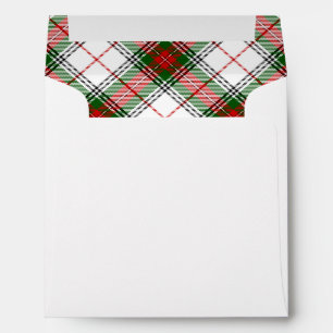 Enveloppe Stuart / Stewart tartan blanc rouge vert plaid