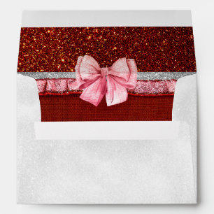 Enveloppe Style de Noël Bow Parties scintillant rouge et ros
